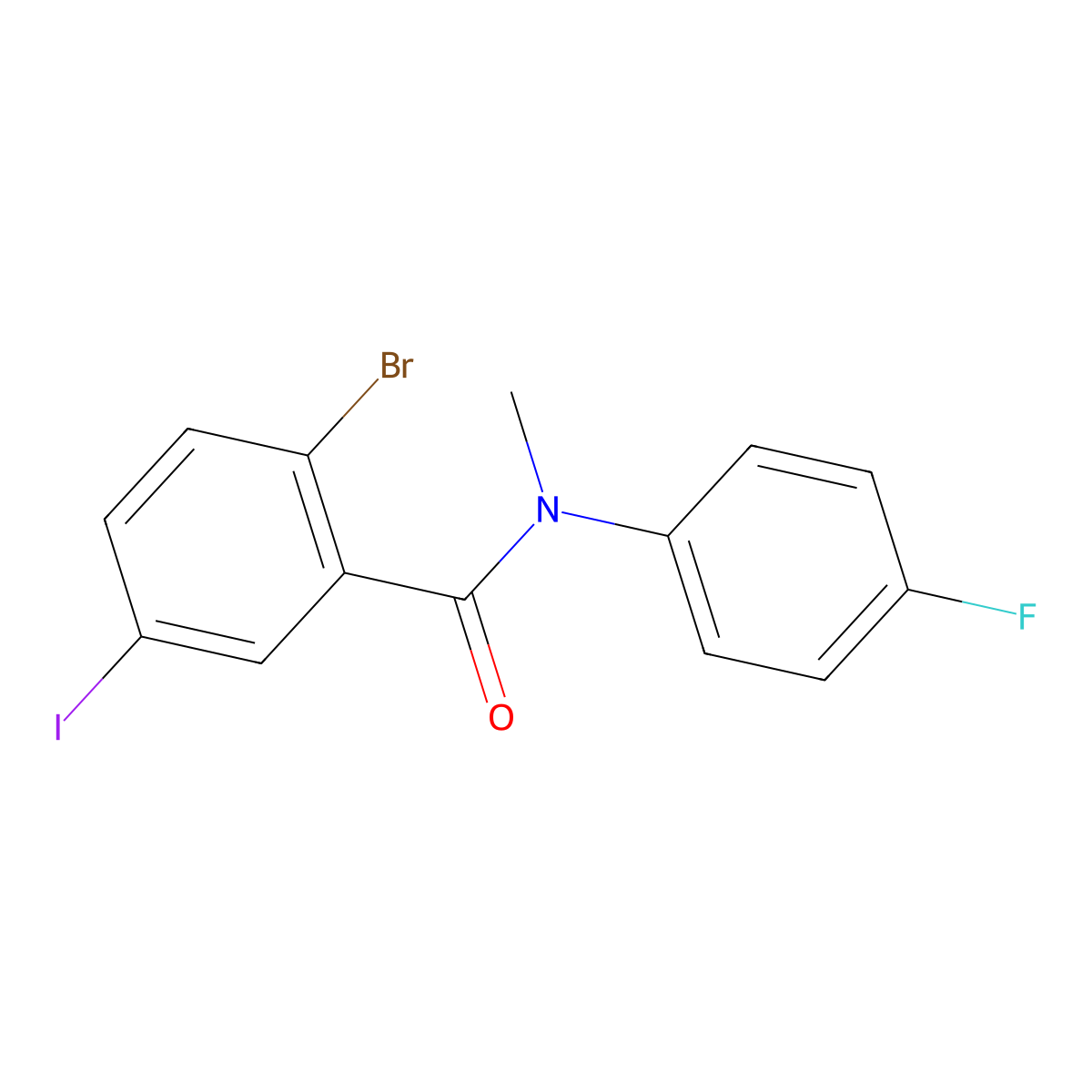 2-Bromo-N-(4-fluorophenyl)-5-iodo-N-methylbenzamide molecular structure, CAS 1931654-18-0