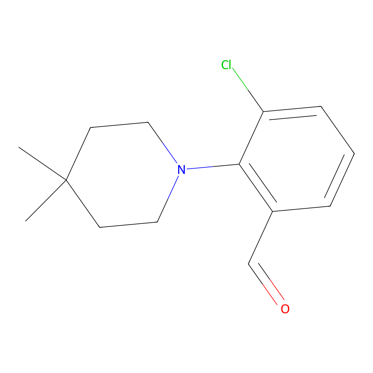 3-Chloro-2-(4,4-dimethyl-1-piperidinyl)benzaldehyde molecular structure, CAS 1931679-00-3