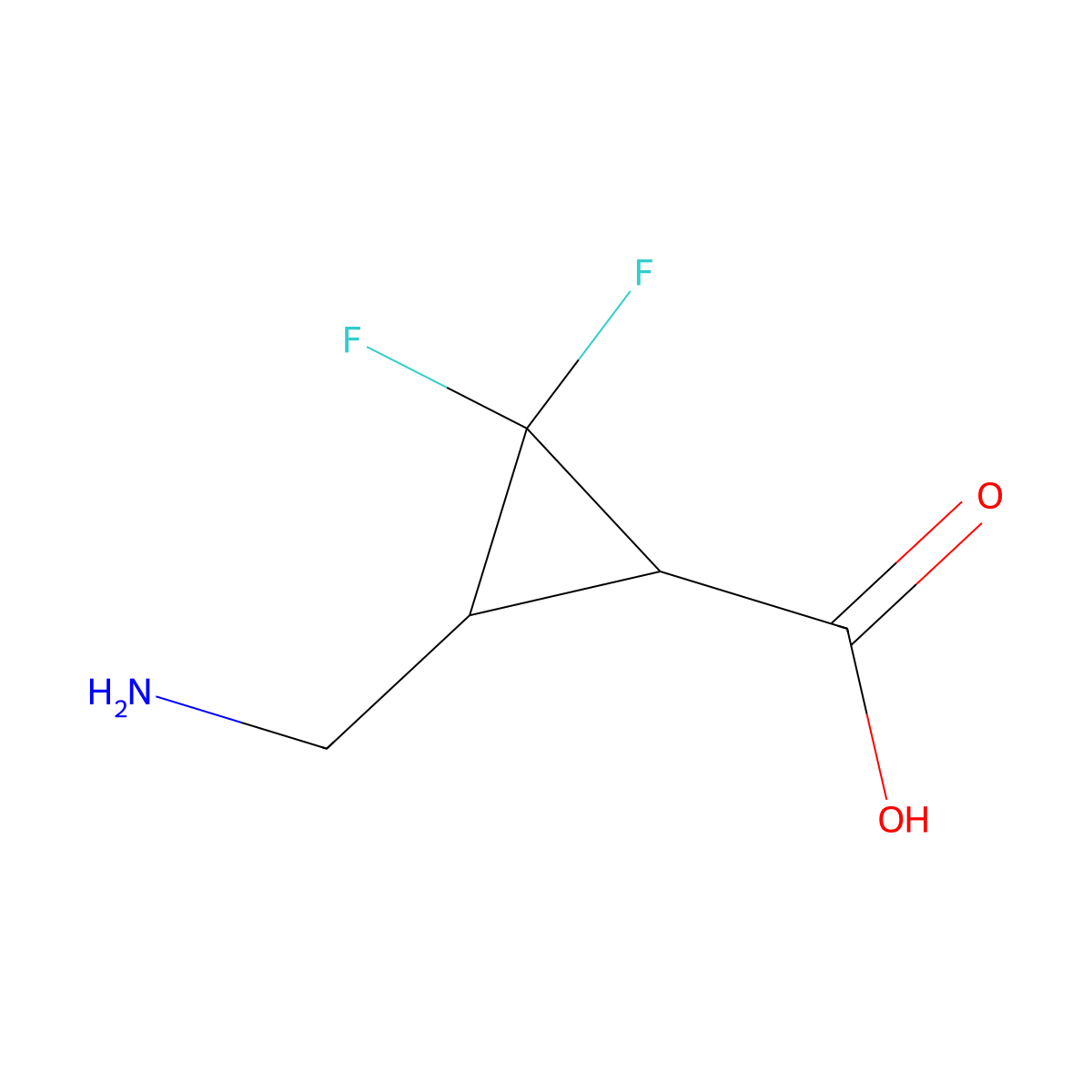 rac-(1R,3S)-3-(aminomethyl)-2,2-difluorocyclopropane-1-carboxylic acid molecular structure, CAS 1931911-97-5