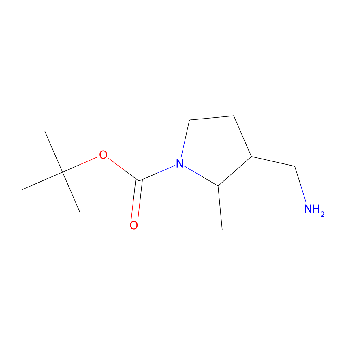 cis-tert-Butyl 3-(aminomethyl)-2-methylpyrrolidine-1-carboxylate molecular structure, CAS 1931924-31-0
