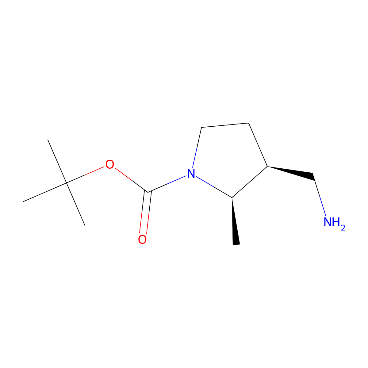 cis-tert-Butyl 3-(aminomethyl)-2-methylpyrrolidine-1-carboxylate molecular structure, CAS 1931924-31-0