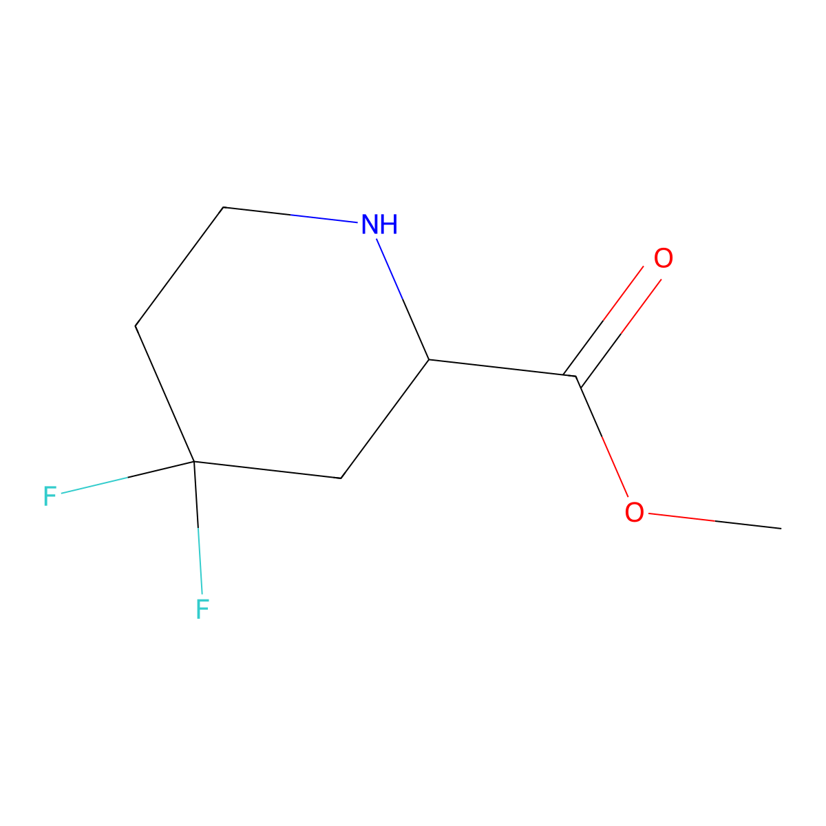 Methyl (R)-4,4-difluoropiperidine-2-carboxylate molecular structure, CAS 1931930-65-2