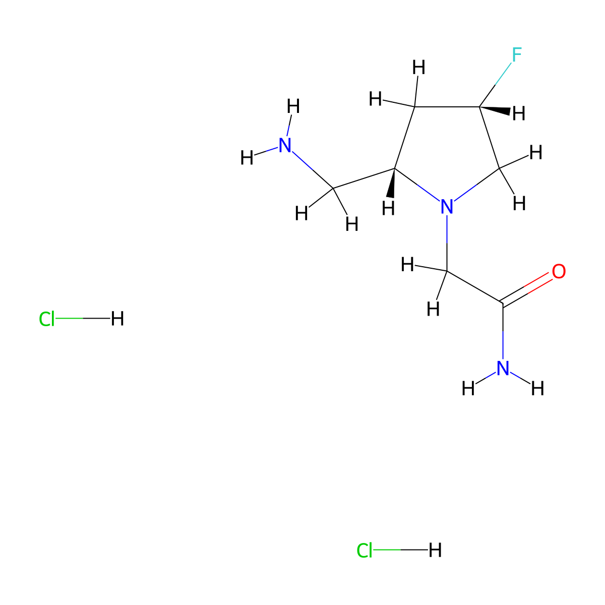 2-[(2S,4S)-2-(Aminomethyl)-4-fluoropyrrolidin-1-yl]acetamide dihydrochloride molecular structure, CAS 1931958-62-1