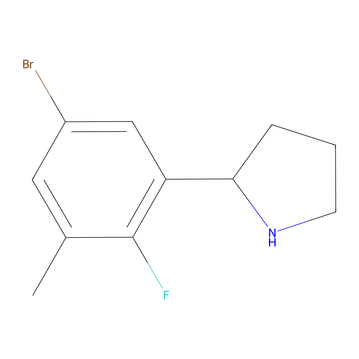 (R)-2-(5-Bromo-2-fluoro-3-methylphenyl)pyrrolidine molecular structure, CAS 1931960-93-8