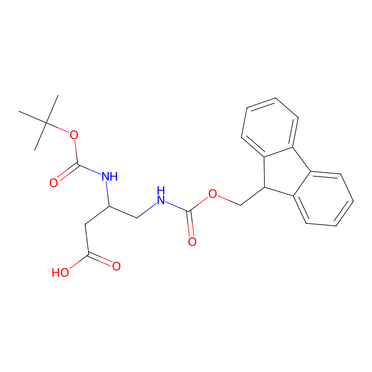 (S)-4-((((9H-Fluoren-9-yl)methoxy)carbonyl)amino)-3-((tert-butoxycarbonyl)amino)butanoic acid molecular structure, CAS 1931961-73-7