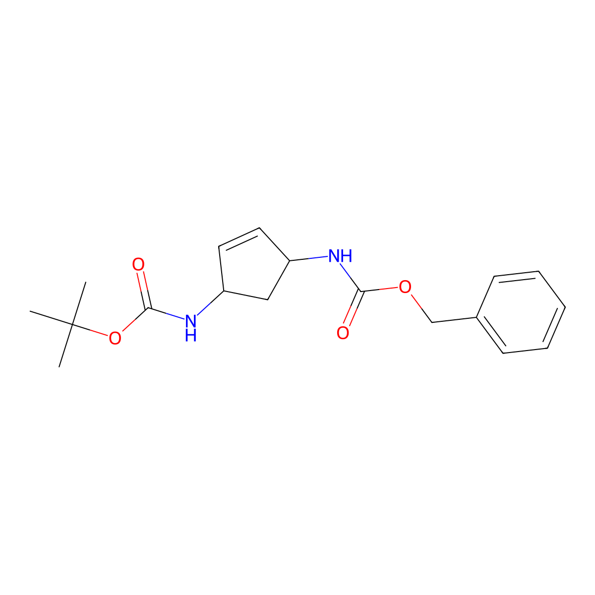 (1R,4S)-(4-Benzyloxycarbonylamino-cyclopent-2-enyl)-carbamic acid tert-butyl ester molecular structure, CAS 1931997-83-9