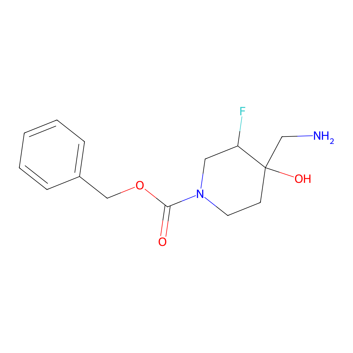 trans-Benzyl 4-(aminomethyl)-3-fluoro-4-hydroxypiperidine-1-carboxylate molecular structure, CAS 1932002-54-4