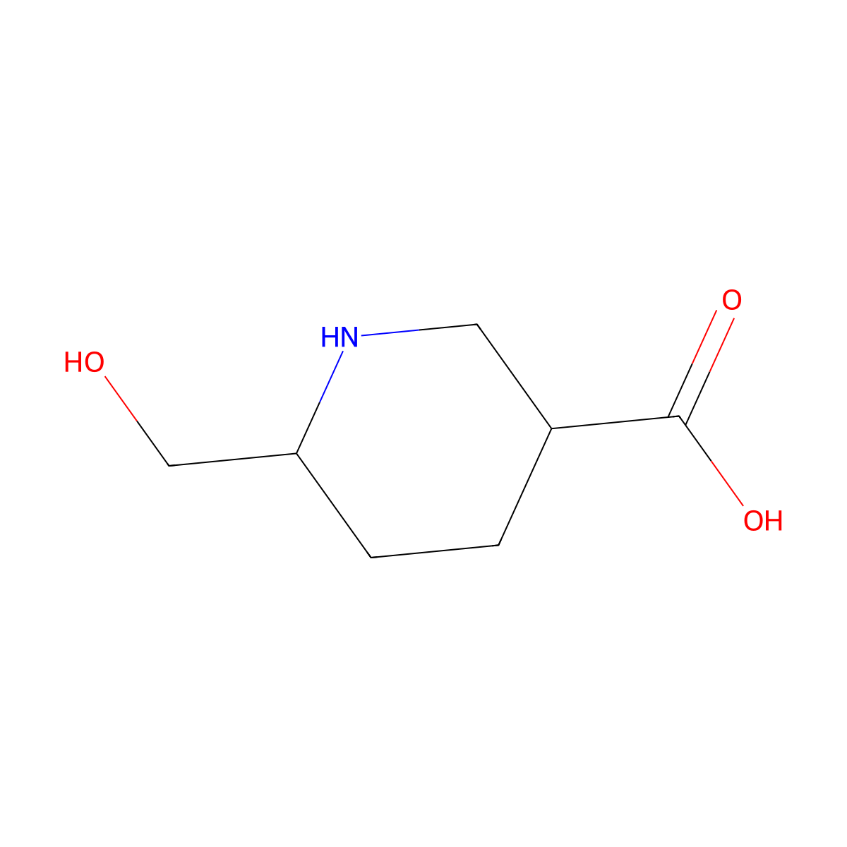 (3R,6R)-6-(hydroxymethyl)piperidine-3-carboxylic acid molecular structure, CAS 1932011-02-3