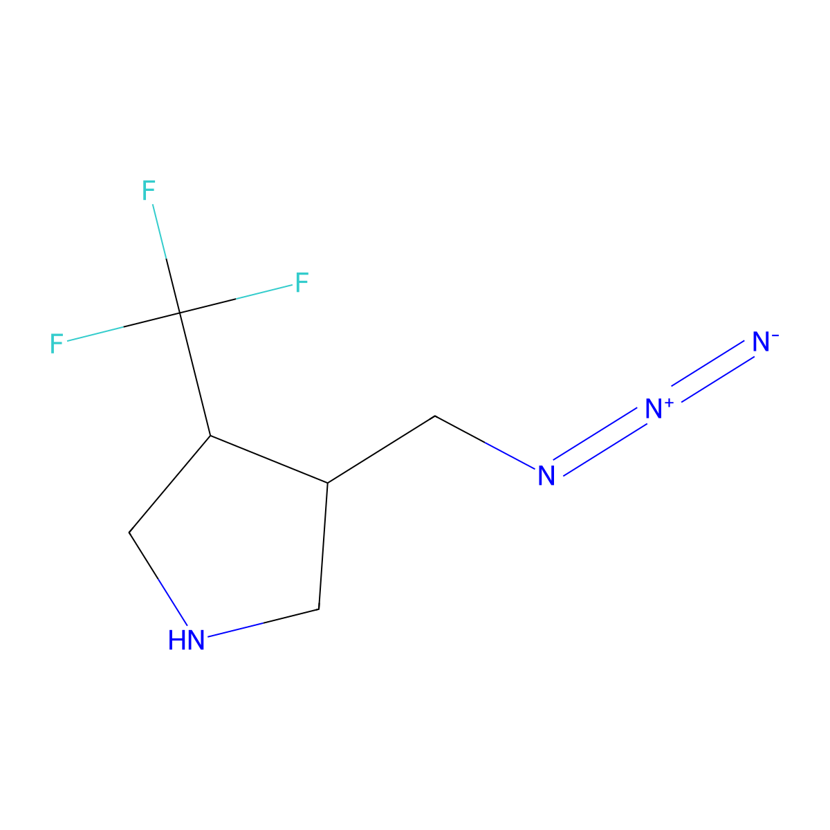 Rac-(3r,4r)-3-(azidomethyl)-4-(trifluoromethyl)pyrrolidine molecular structure, CAS 1932011-63-6