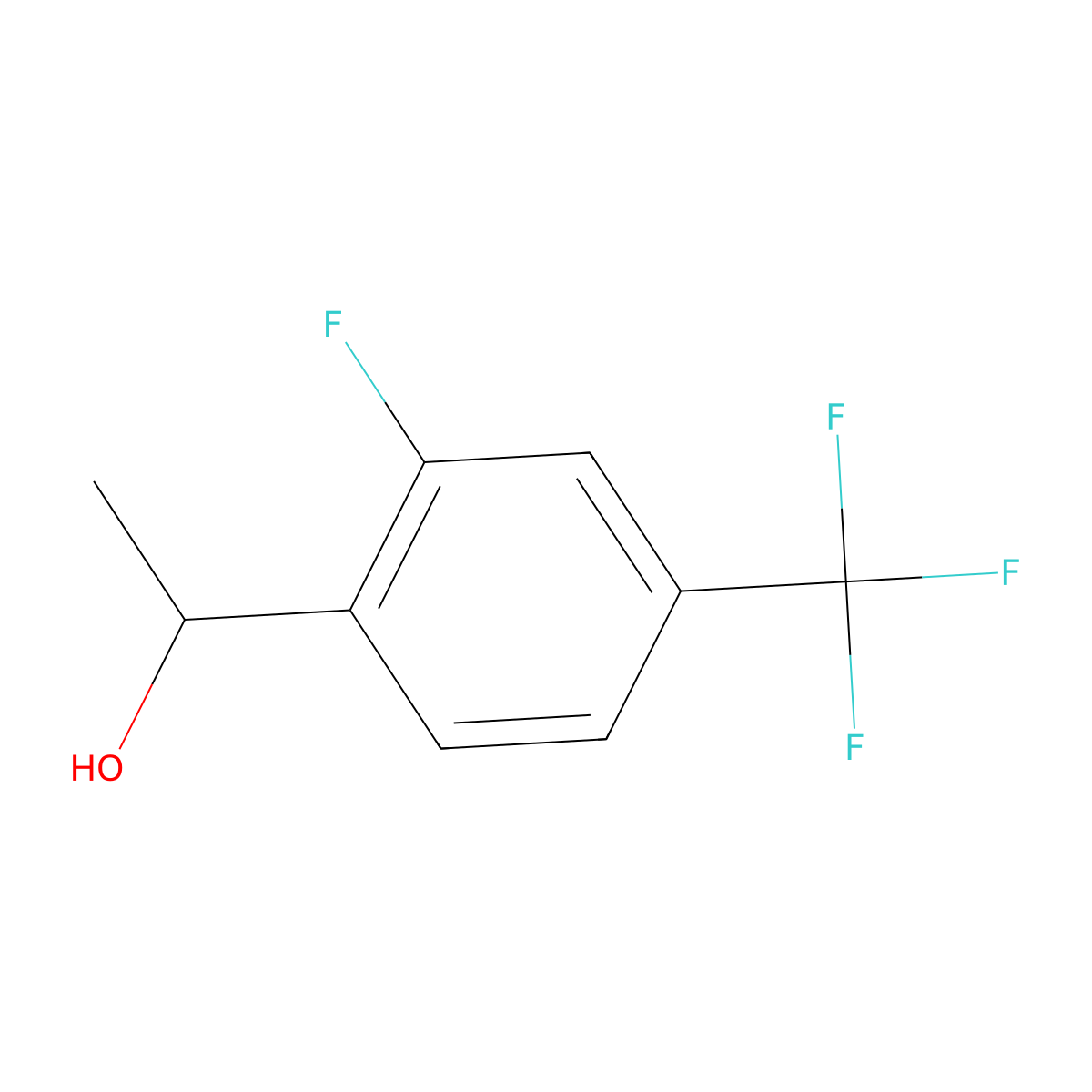 (R)-1-(2-Fluoro-4-(trifluoromethyl)phenyl)ethan-1-ol molecular structure, CAS 1932012-10-6