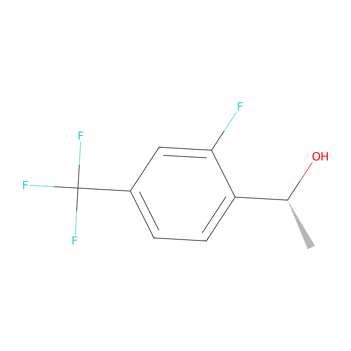 (R)-1-(2-Fluoro-4-(trifluoromethyl)phenyl)ethan-1-ol molecular structure, CAS 1932012-10-6