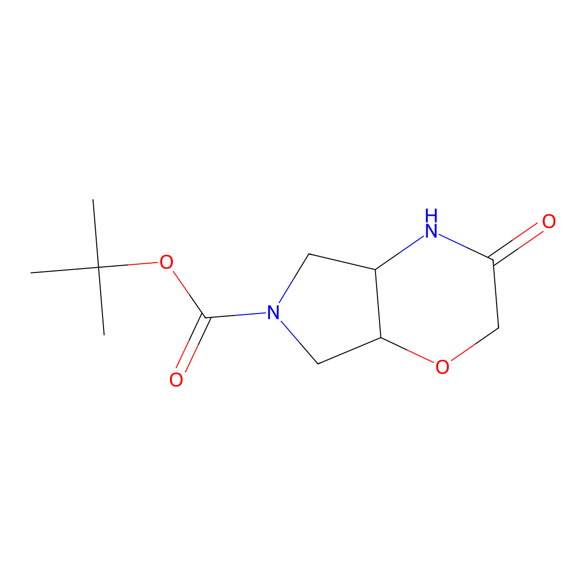 Tert-butyl-3-oxo-octahydropyrrolo[3,4-b]morpholine-6-carboxylate, trans molecular structure, CAS 1932015-17-2