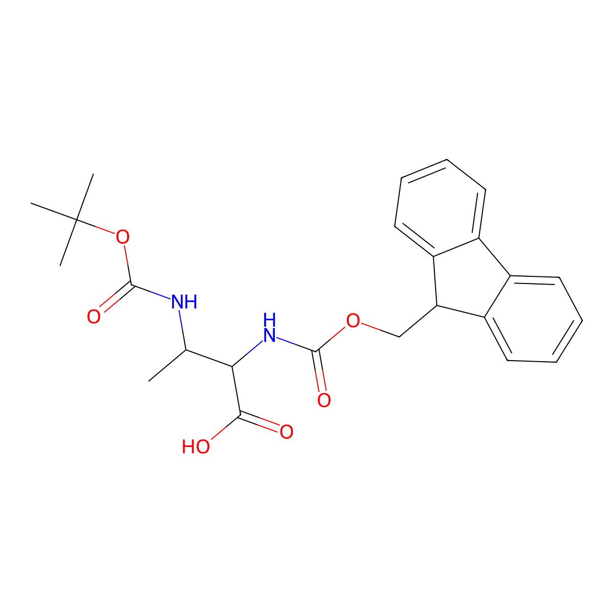 (2R,3R)-3-{[(tert-butoxy)carbonyl]amino}-2-({[(9H-fluoren-9-yl)methoxy]carbonyl}amino)butanoic acid molecular structure, CAS 1932033-81-2