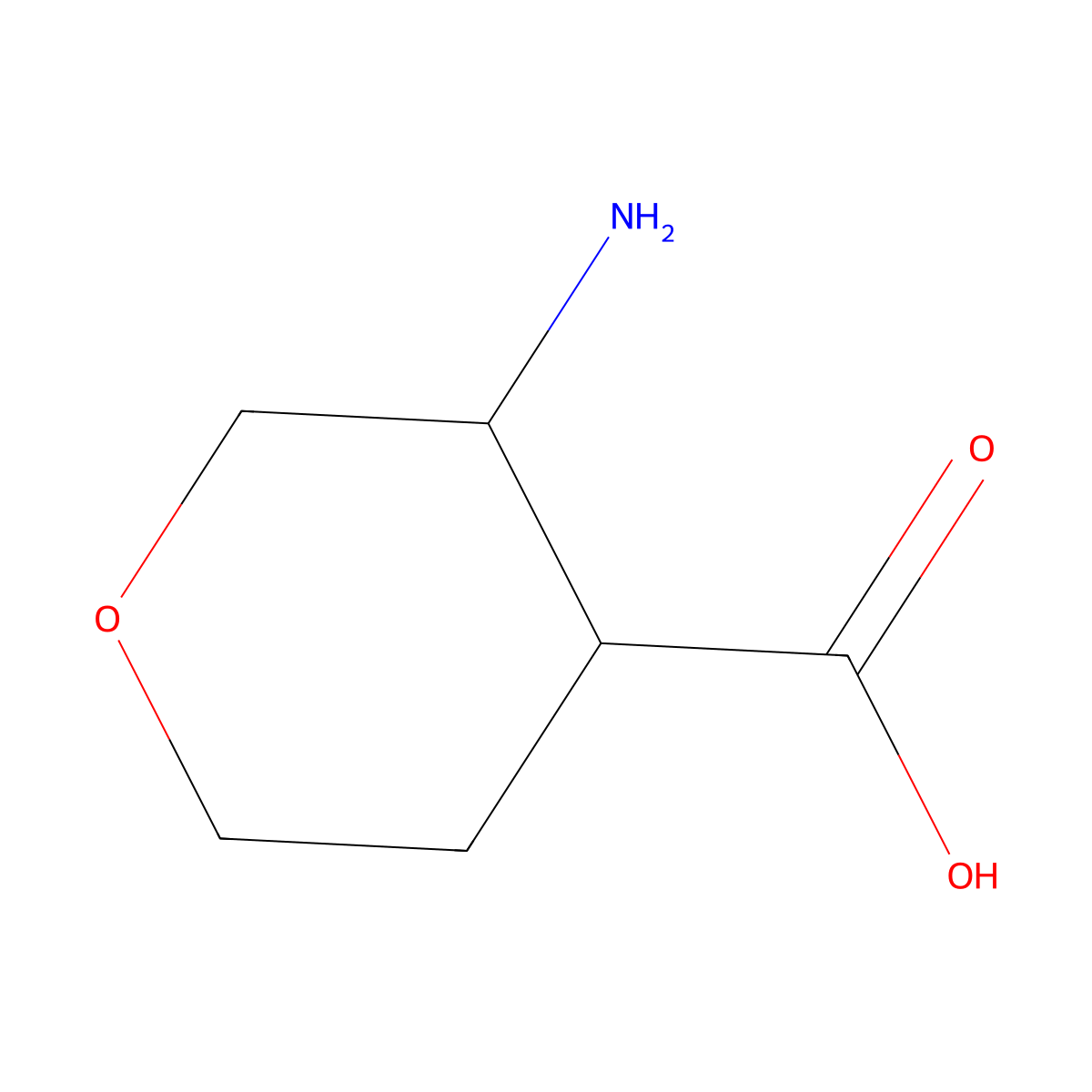 cis-3-aminotetrahydro-2H-pyran-4-carboxylic acid molecular structure, CAS 1932043-36-1