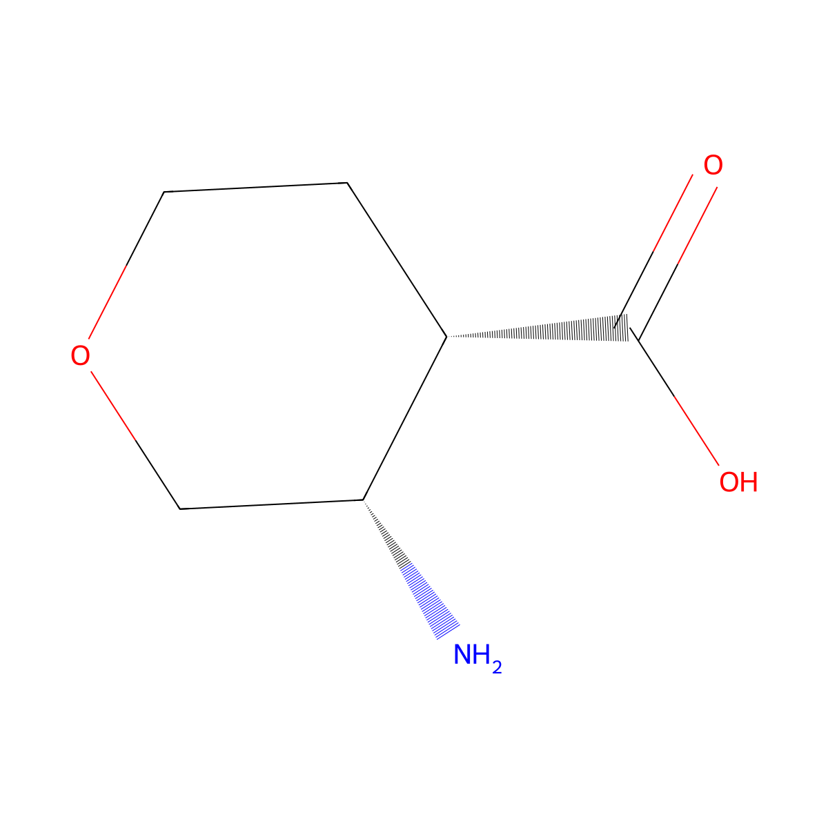 cis-3-aminotetrahydro-2H-pyran-4-carboxylic acid molecular structure, CAS 1932043-36-1