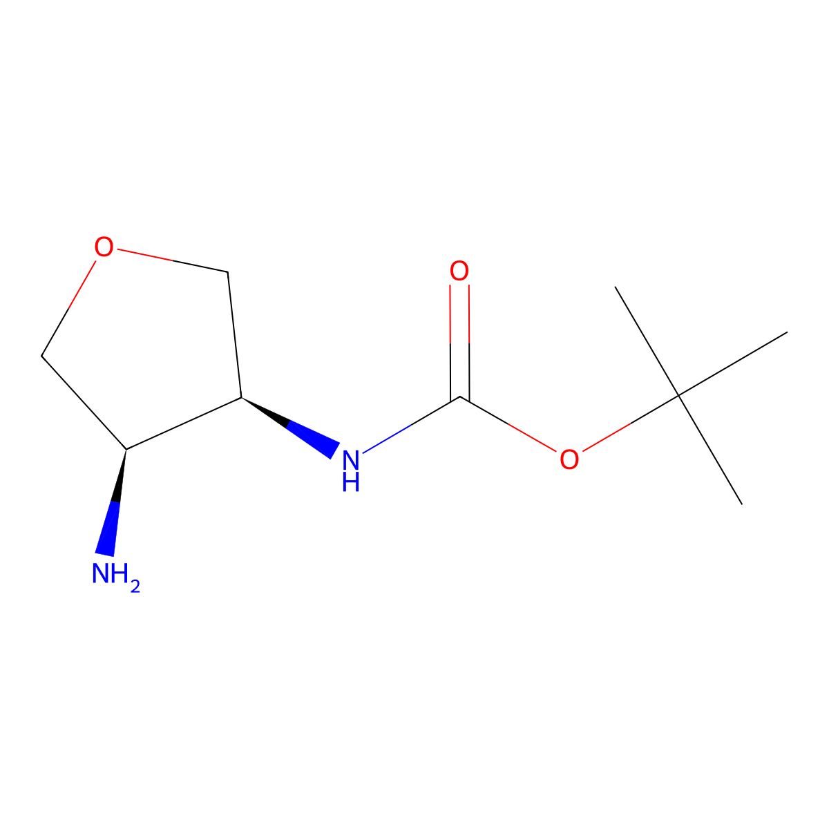rac-tert-butyl N-[(3R,4S)-4-aminooxolan-3-yl]carbamate molecular structure, CAS 1932043-46-3