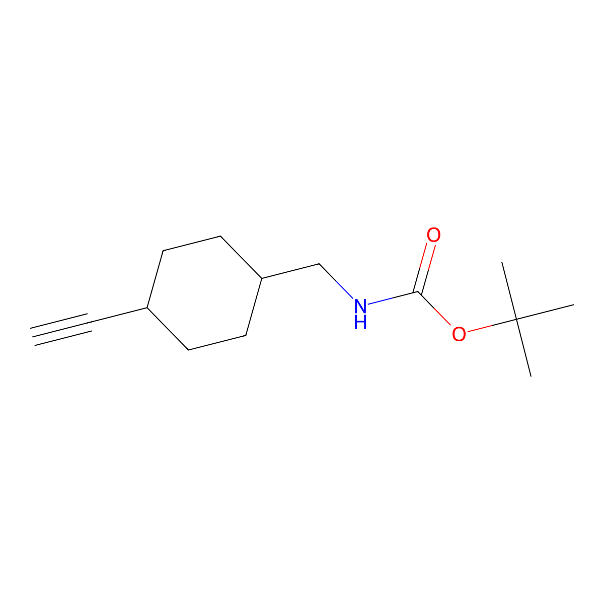 N-Boc-1-(trans-4-ethynylcyclohexyl)methanamine molecular structure, CAS 1932050-98-0