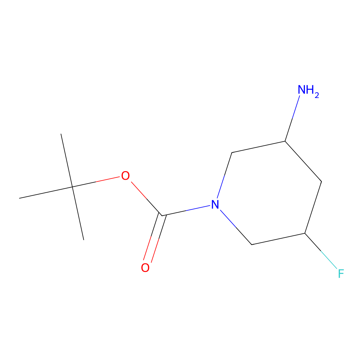 rac-tert-butyl (3R,5R)-3-amino-5-fluoropiperidine-1-carboxylate molecular structure, CAS 1932056-72-8