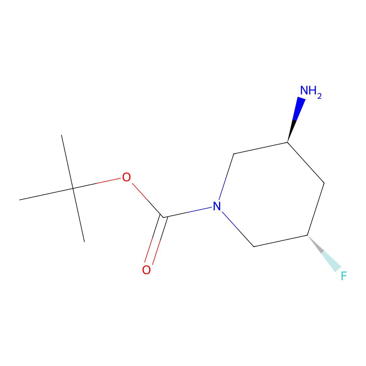 rac-tert-butyl (3R,5R)-3-amino-5-fluoropiperidine-1-carboxylate molecular structure, CAS 1932056-72-8