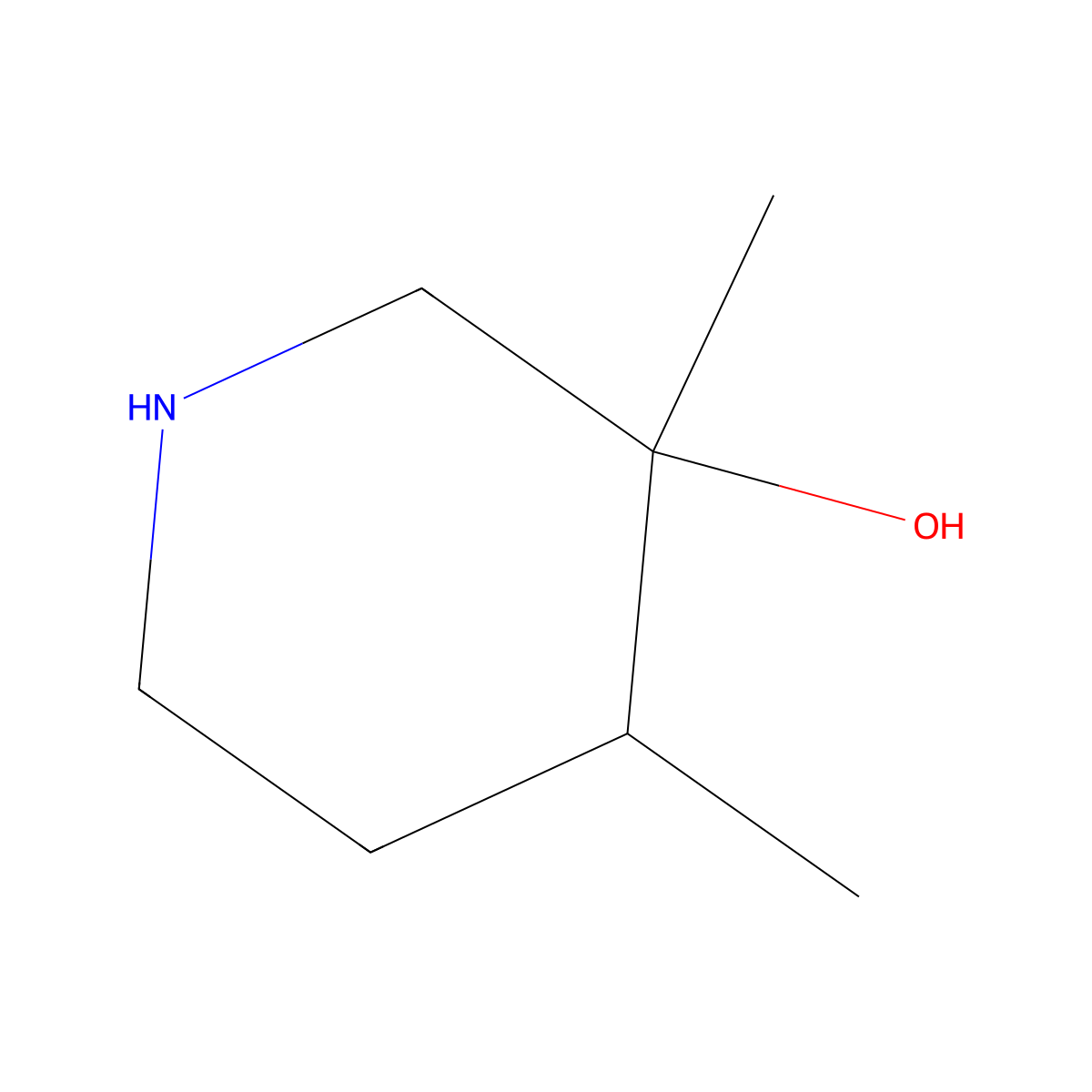 rac-(3R,4S)-3,4-dimethylpiperidin-3-ol molecular structure, CAS 1932061-15-8