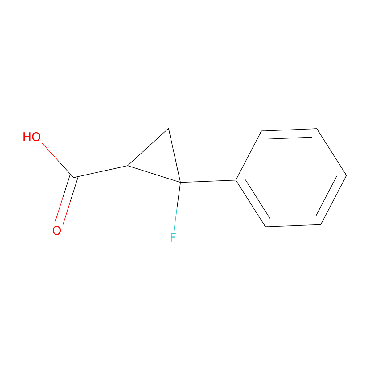 (1S,2R)-2-Fluoro-2-phenylcyclopropane-1-carboxylic acid molecular structure, CAS 1932061-21-6