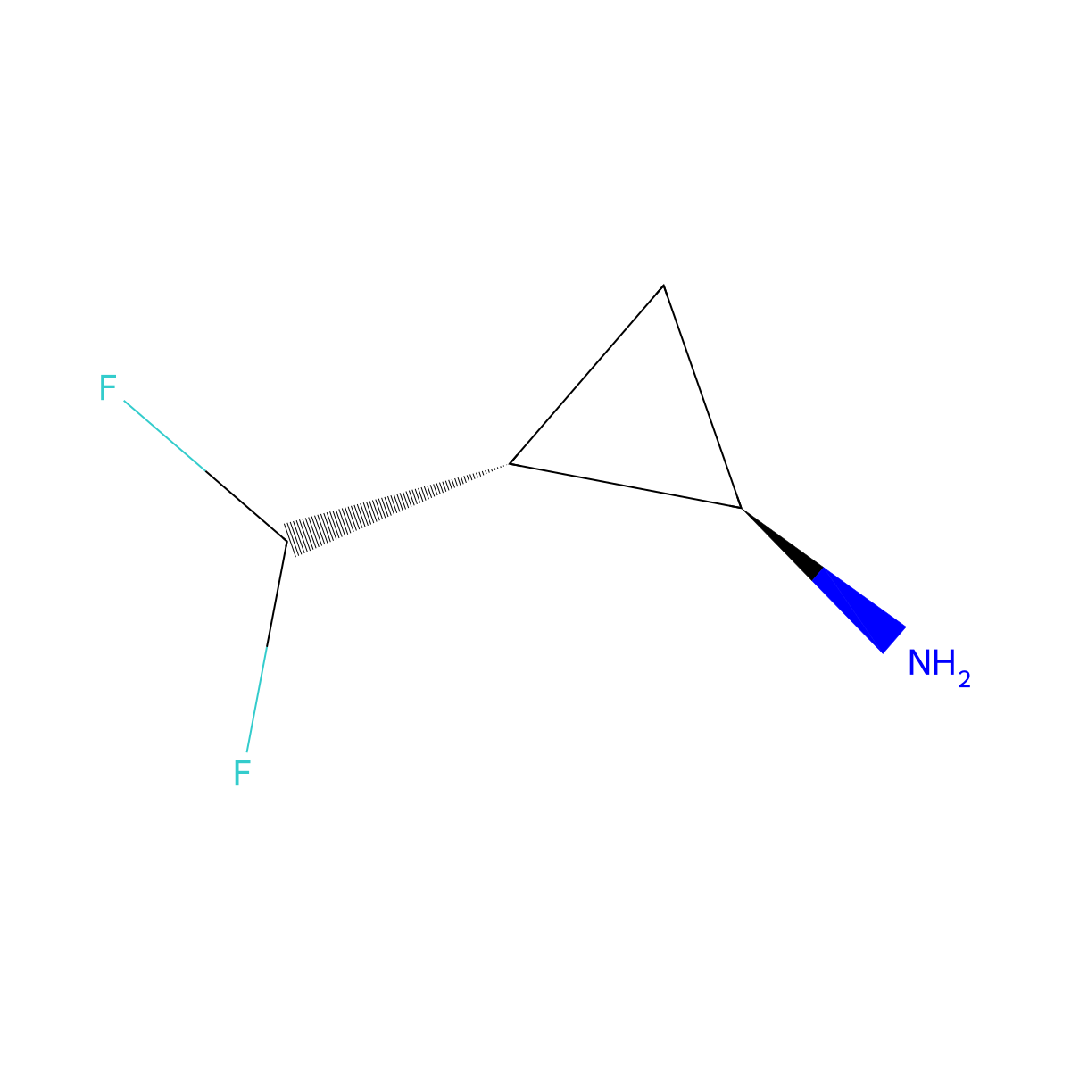 Rel-(1R,2R)-2-(difluoromethyl)cyclopropan-1-amine molecular structure, CAS 1932077-51-4
