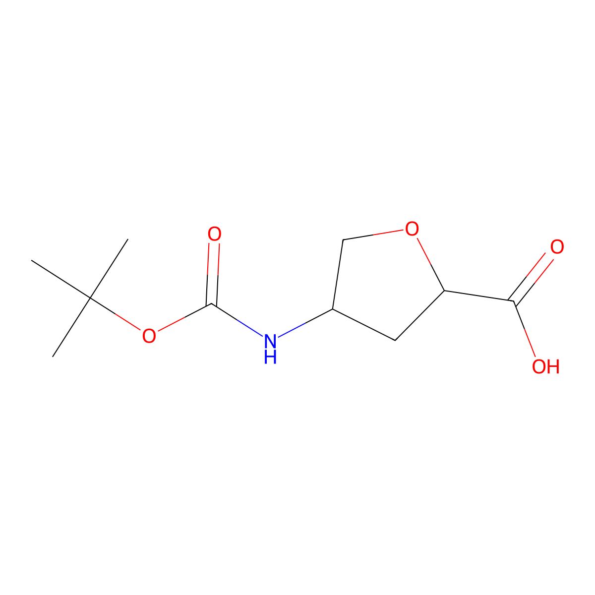 (2S,4R)-4-((tert-Butoxycarbonyl)amino)tetrahydrofuran-2-carboxylic acid molecular structure, CAS 1932078-60-8