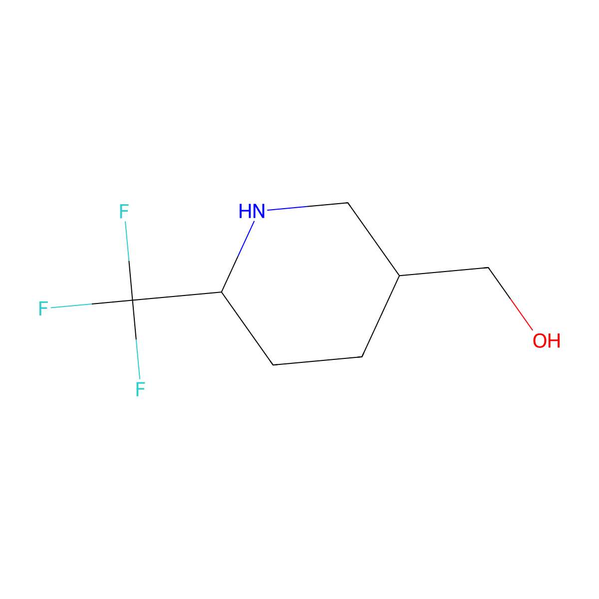 cis-((6-(Trifluoromethyl)piperidin-3-YL)methanol molecular structure, CAS 1932097-26-1