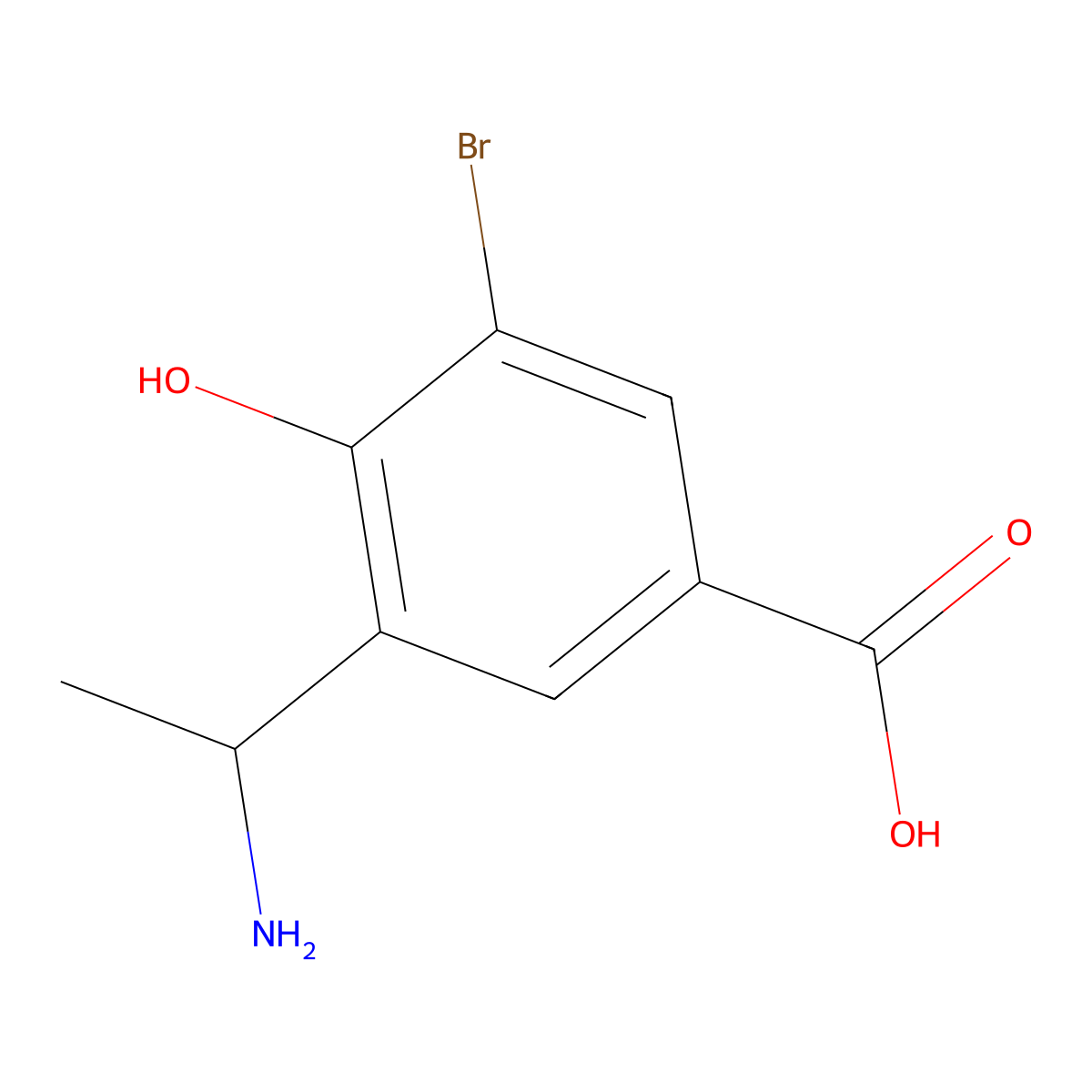 3-[(1R)-1-Aminoethyl]-5-bromo-4-hydroxybenzoic acid molecular structure, CAS 1932098-50-4