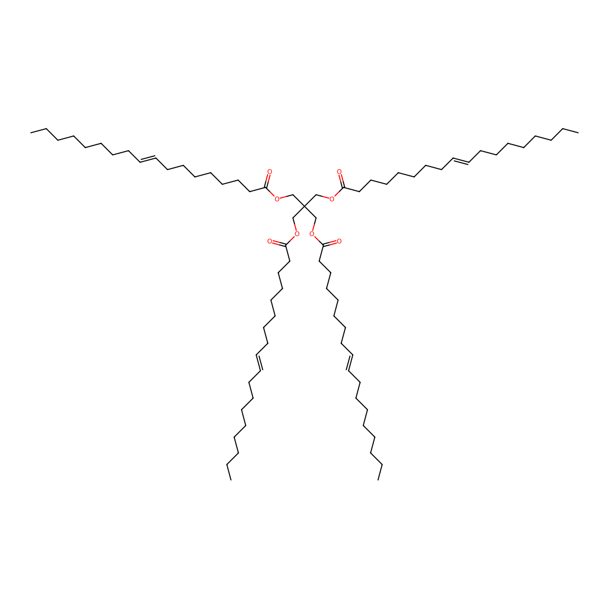 [3-[(E)-octadec-9-enoyl]oxy-2,2-bis[[(E)-octadec-9-enoyl]oxymethyl]propyl] (E)-octadec-9-enoate molecular structure, CAS 19321-40-5