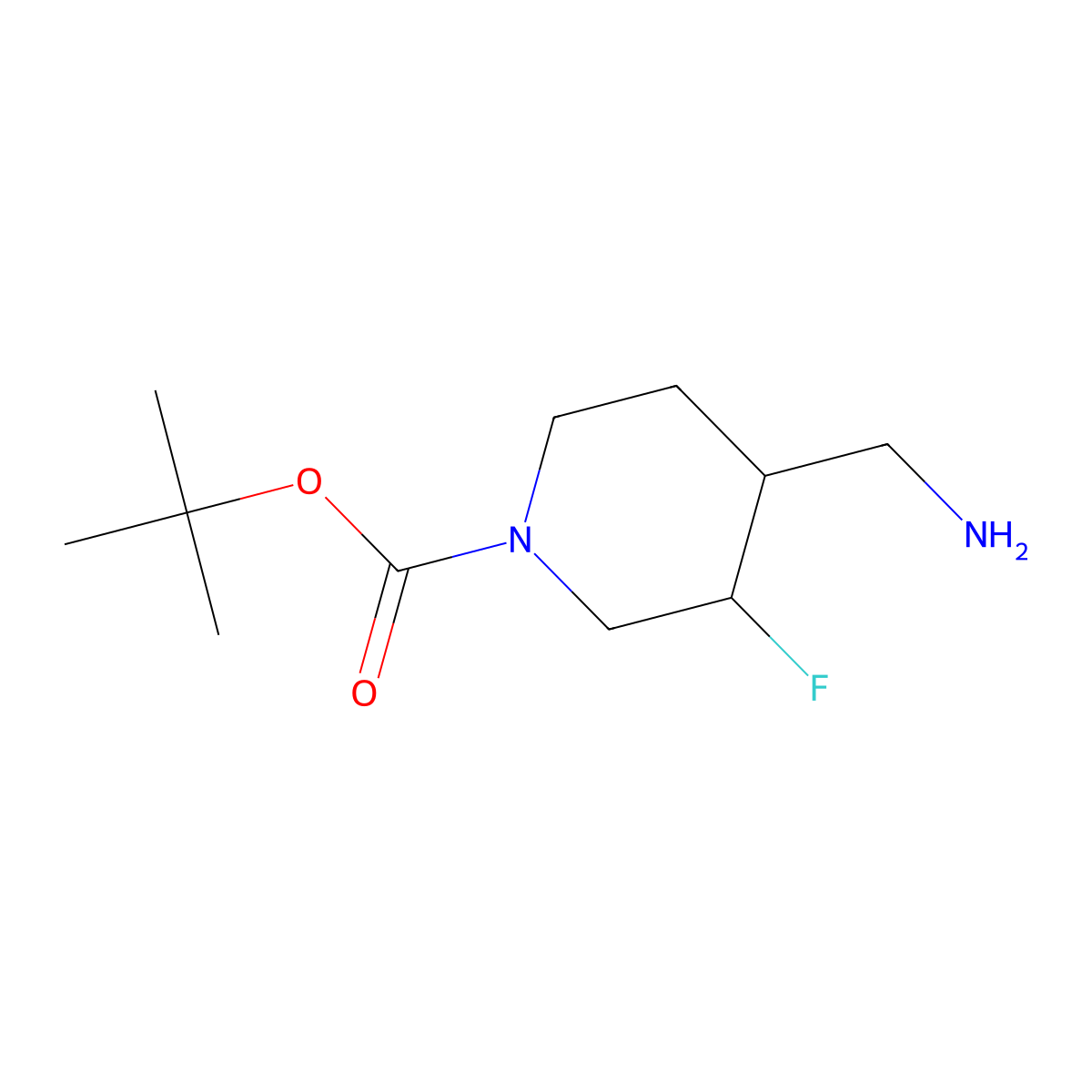 tert-Butyl (3R,4R)-4-(aminomethyl)-3-fluoropiperidine-1-carboxylate molecular structure, CAS 1932103-83-7