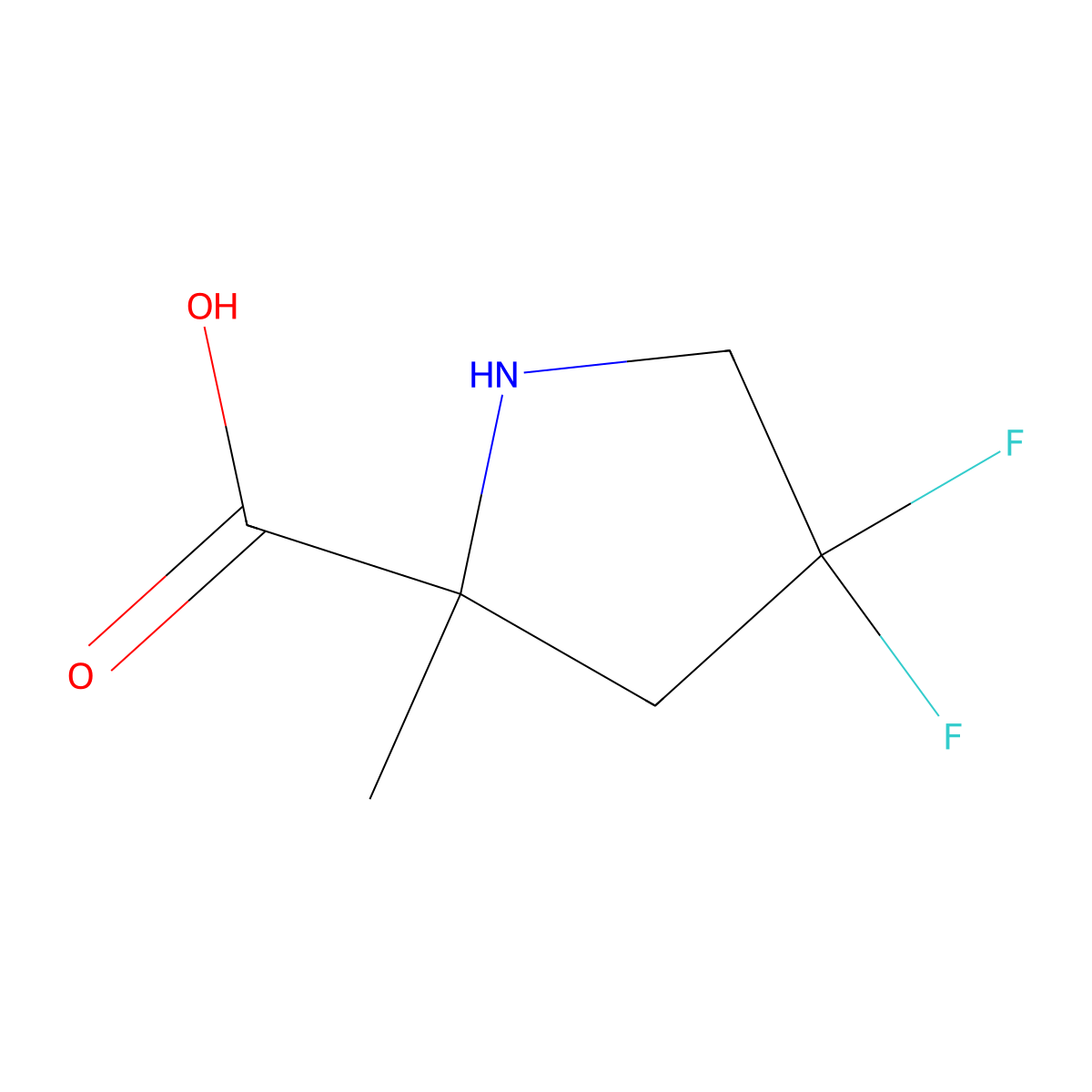 (R)-4,4-difluoro-2-methylpyrrolidine-2-carboxylic acid molecular structure, CAS 1932105-27-5