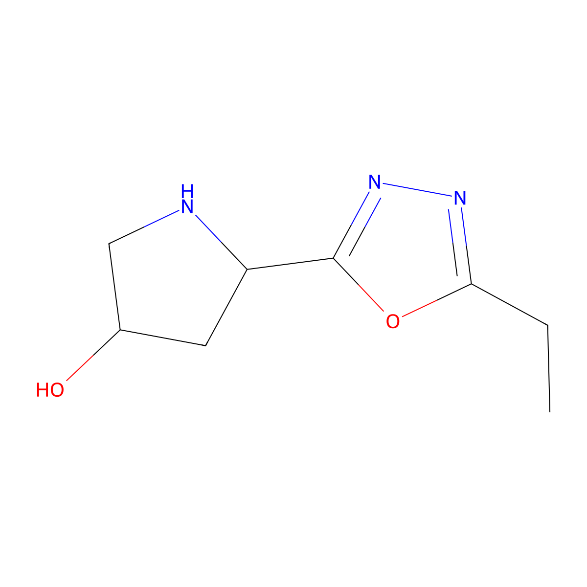 (3R,5R)-5-(5-ethyl-1,3,4-oxadiazol-2-yl)pyrrolidin-3-ol molecular structure, CAS 1932114-41-4