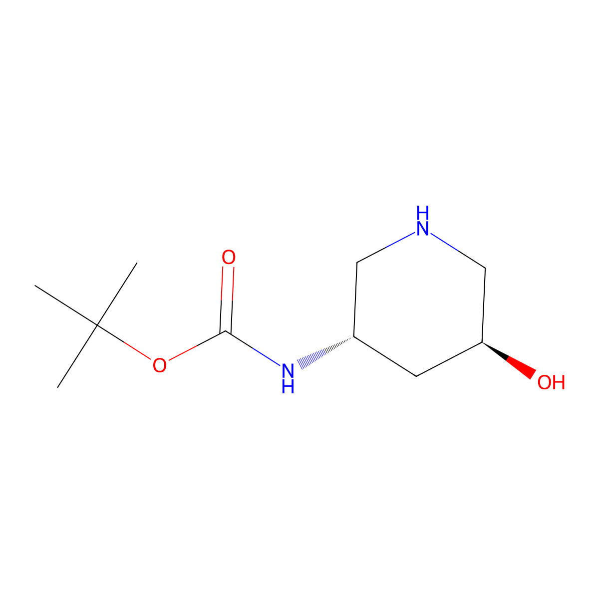 tert-Butyl ((3S,5S)-5-hydroxypiperidin-3-yl)carbamate molecular structure, CAS 1932116-79-4