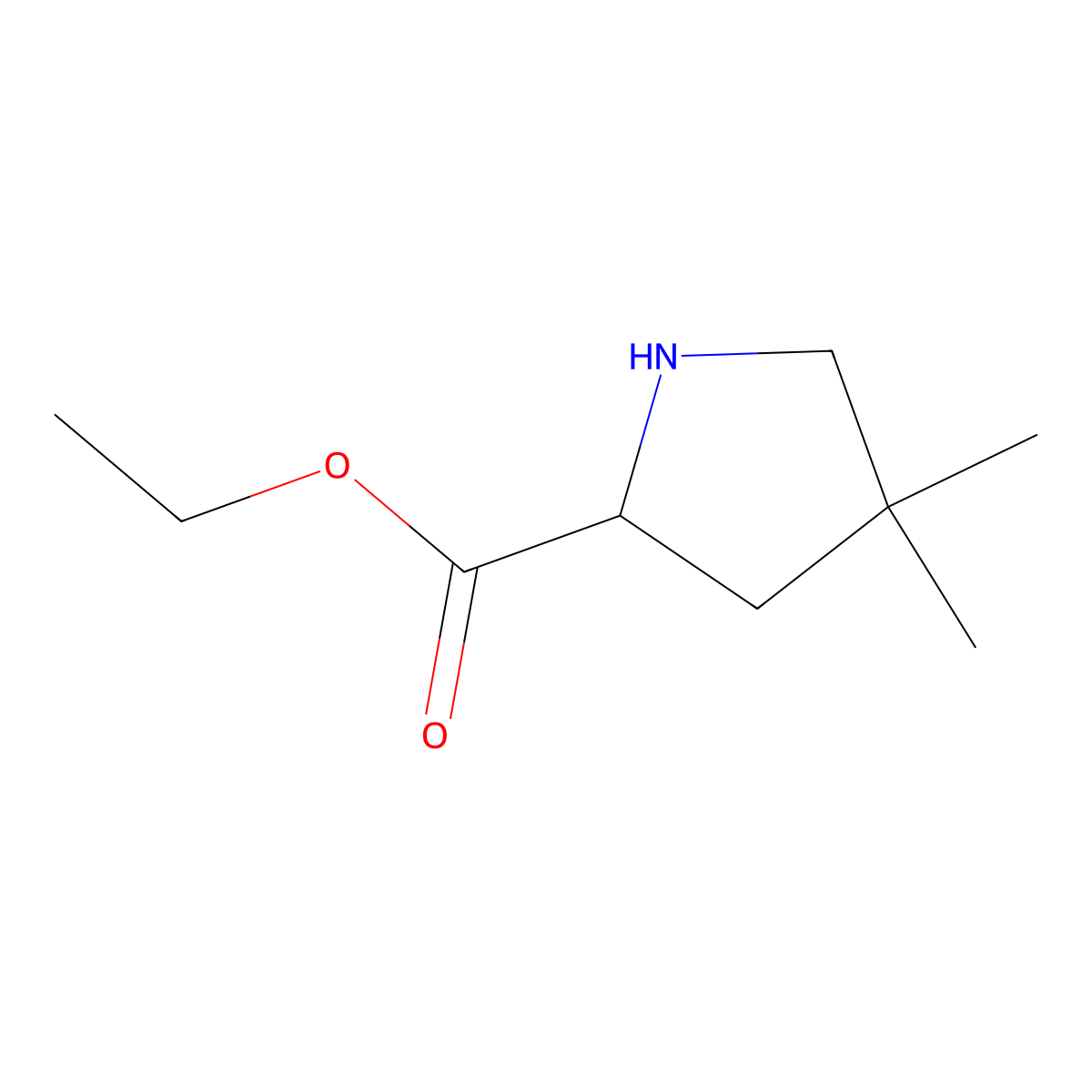 (R)-4,4-Dimethyl-pyrrolidine-2-carboxylic acid ethyl ester molecular structure, CAS 1932126-04-9