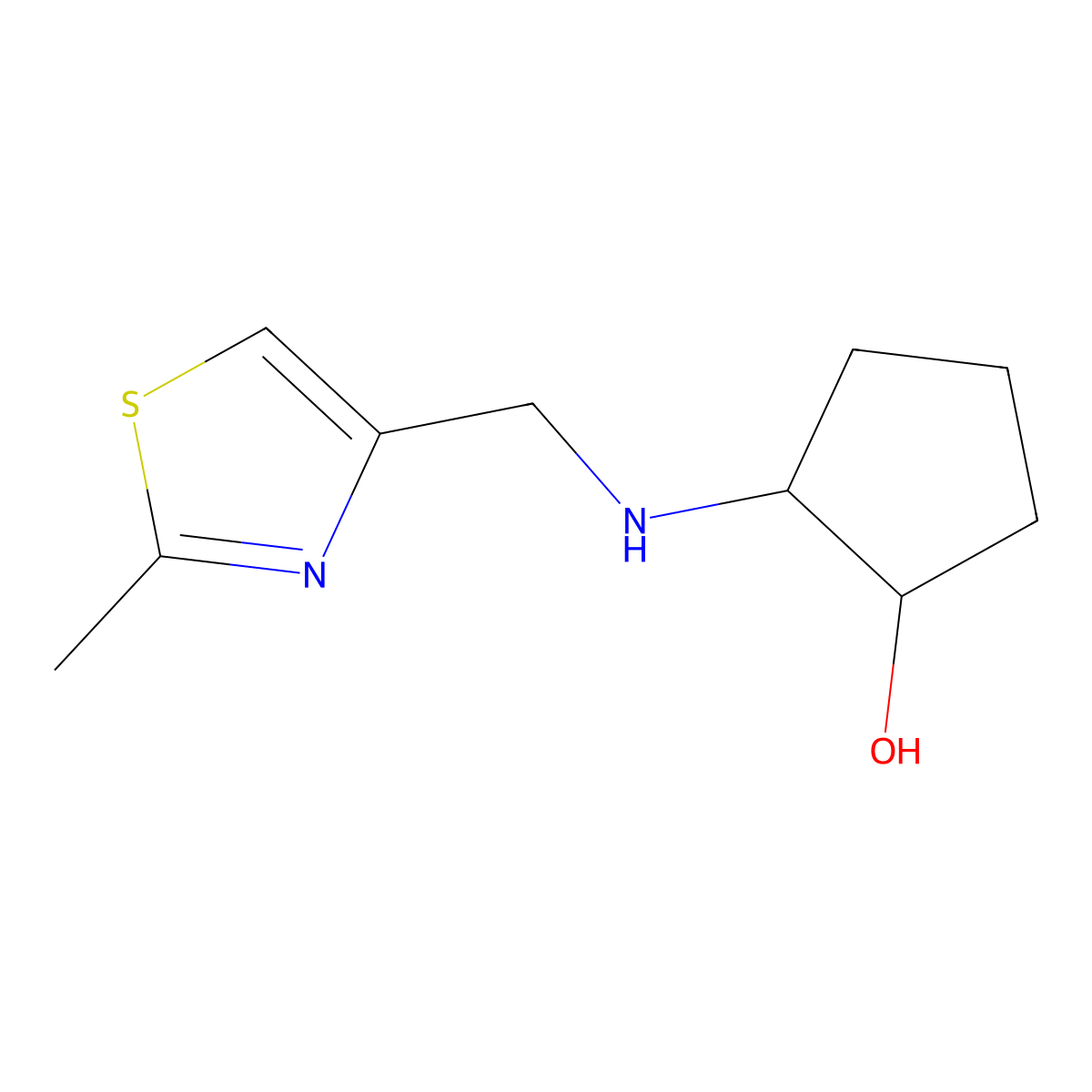 Cyclopentanol, 2-[[(2-methyl-4-thiazolyl)methyl]amino]-, (1R,2R)- molecular structure, CAS 1932126-05-0