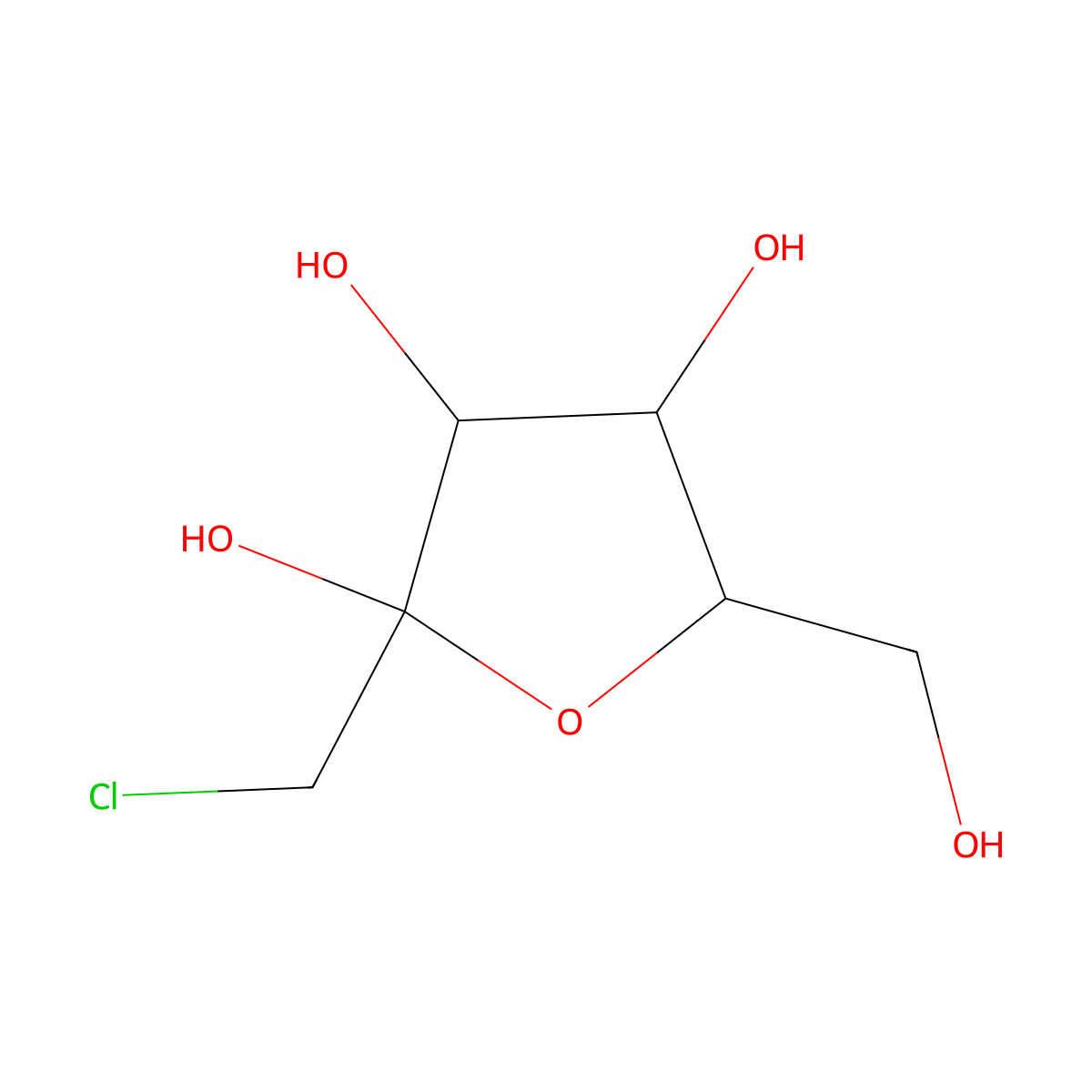 1-Chloro-1-deoxy-alpha-D-fructofuranose molecular structure, CAS 1932126-86-7