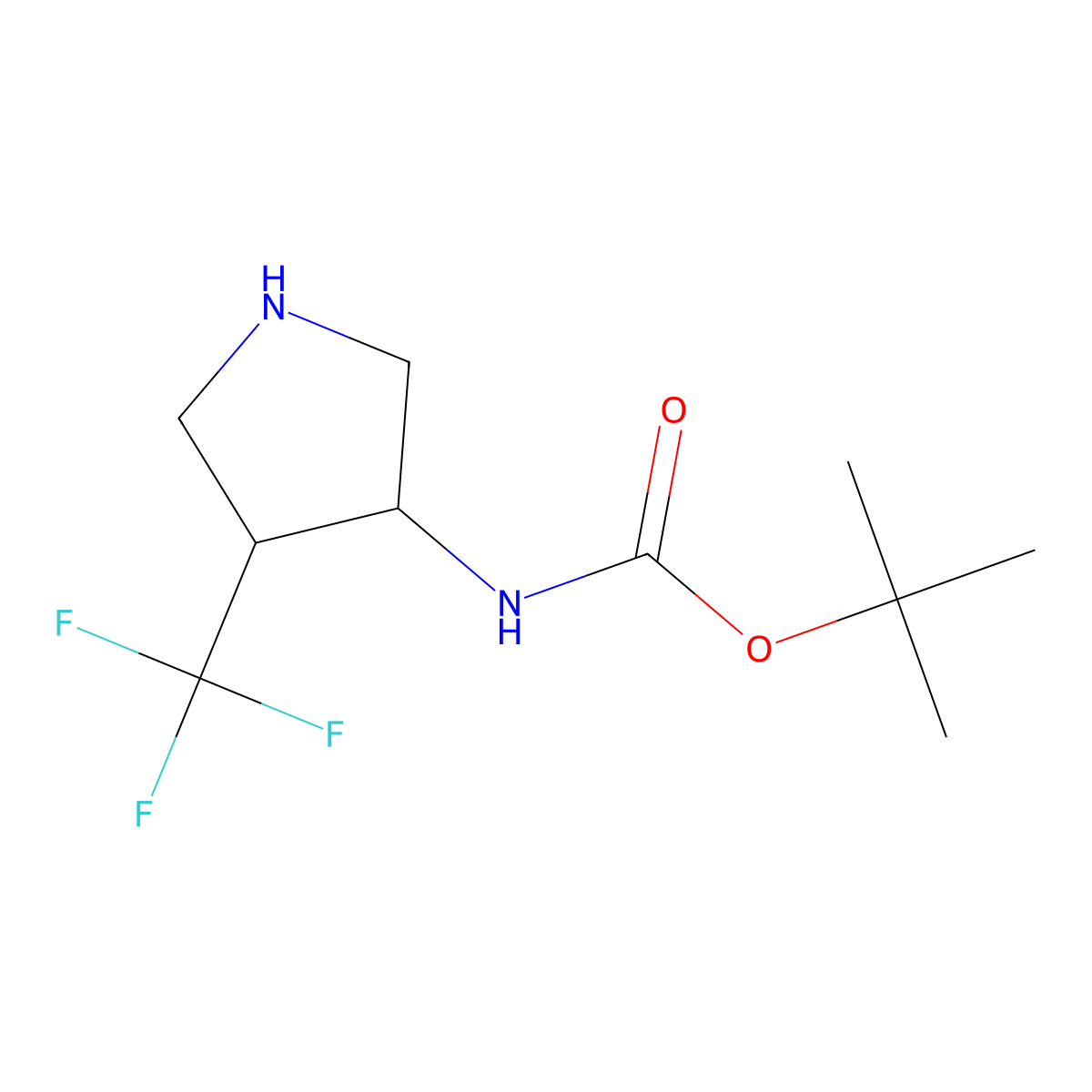 tert-butyl ((3S,4R)-4-(trifluoromethyl)pyrrolidin-3-yl)carbamate molecular structure, CAS 1932148-53-2