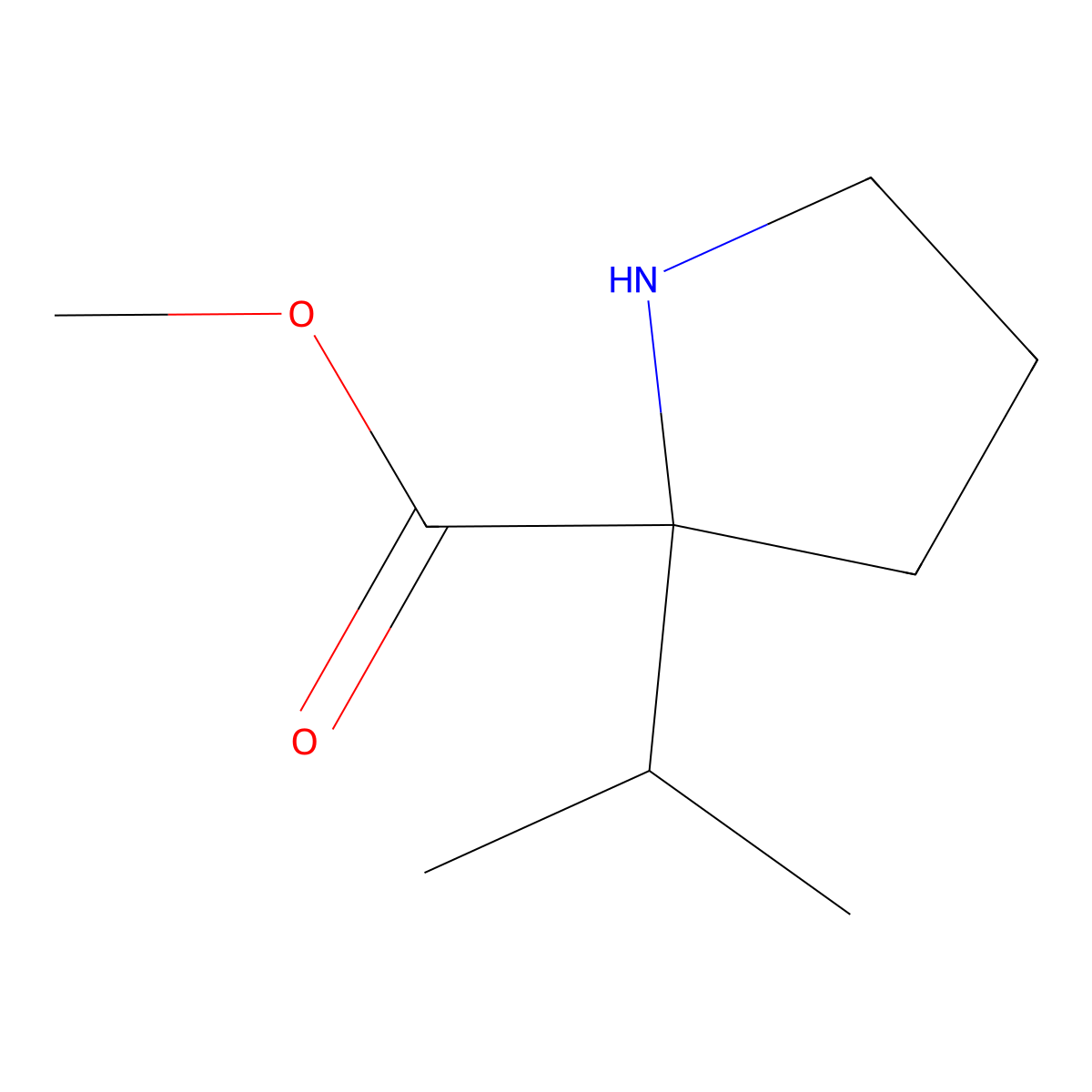 methyl (2S)-2-(propan-2-yl)pyrrolidine-2-carboxylate molecular structure, CAS 1932148-65-6