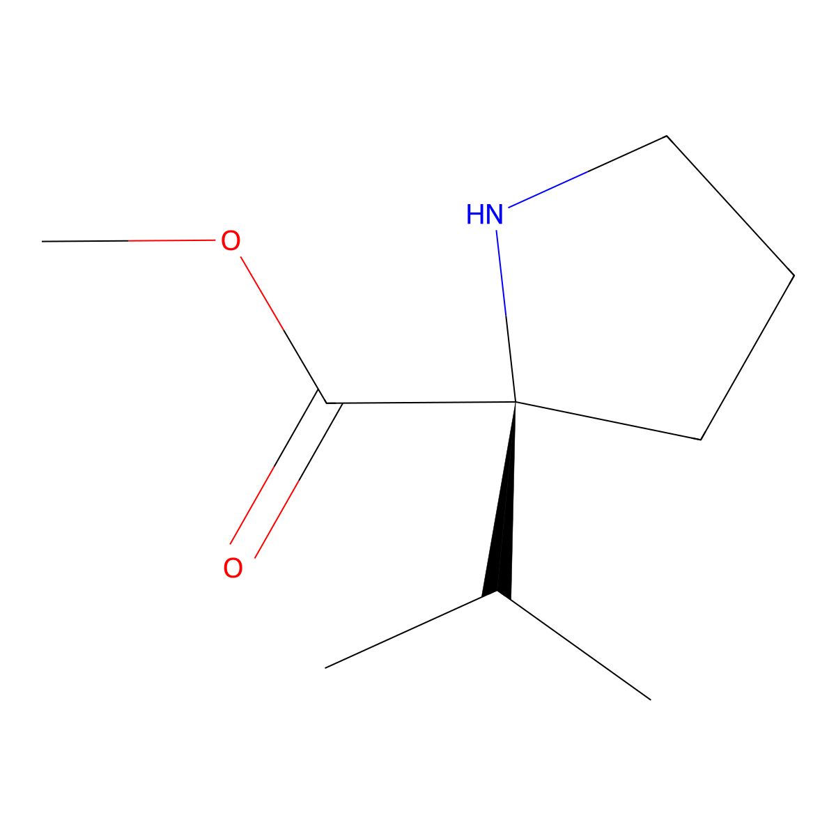methyl (2S)-2-(propan-2-yl)pyrrolidine-2-carboxylate molecular structure, CAS 1932148-65-6