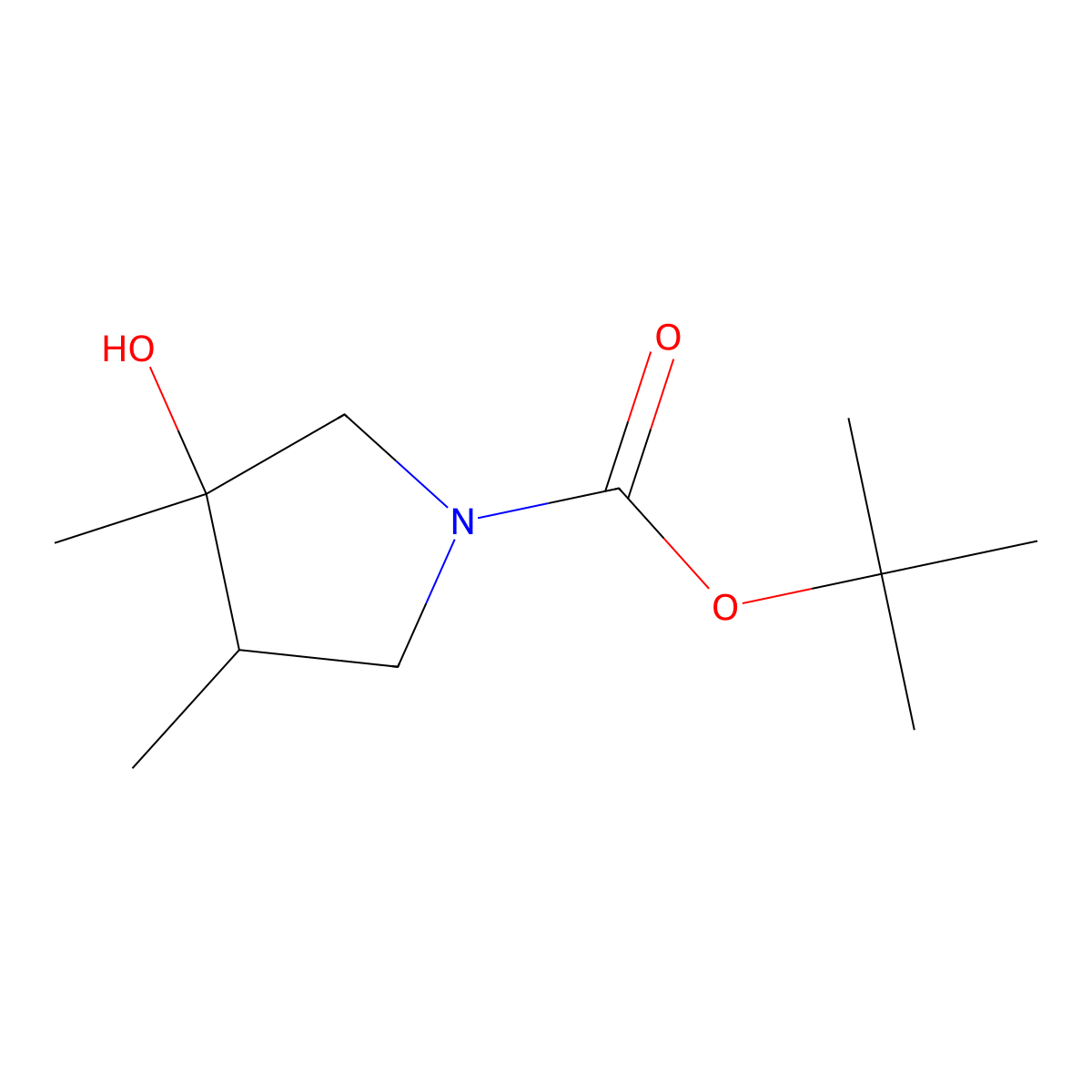 Cis-tert-butyl 3-hydroxy-3,4-dimethylpyrrolidine-1-carboxylate molecular structure, CAS 1932160-32-1