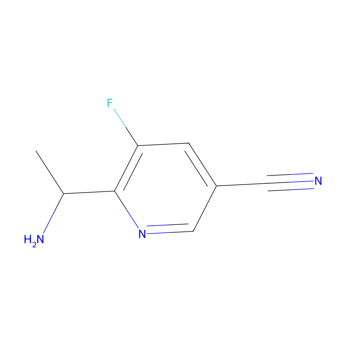 (R)-6-(1-Aminoethyl)-5-fluoronicotinonitrile molecular structure, CAS 1932160-95-6