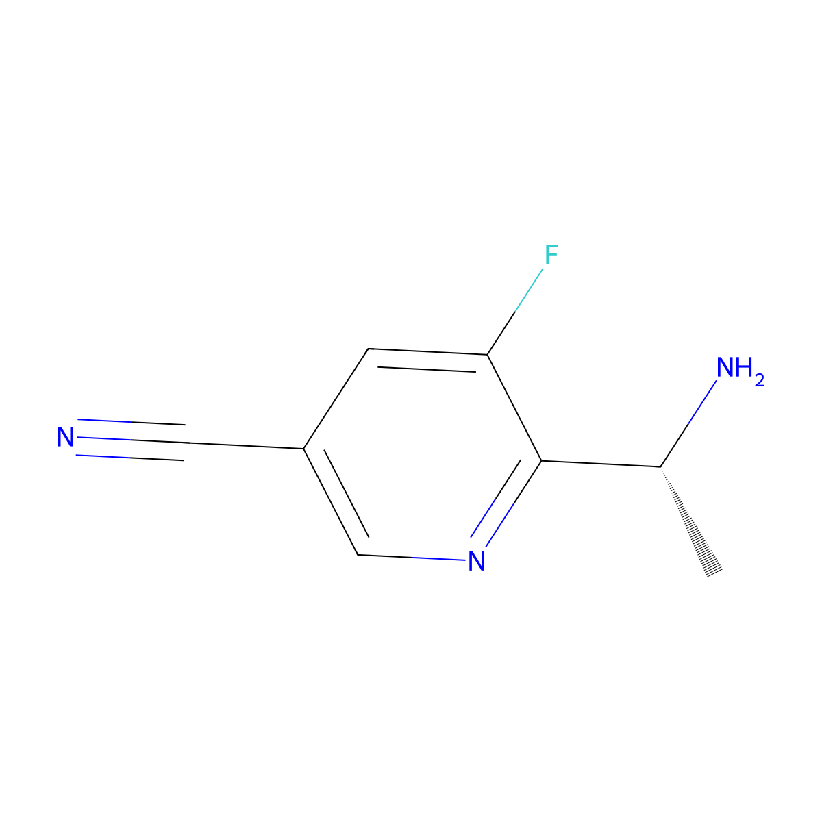 (R)-6-(1-Aminoethyl)-5-fluoronicotinonitrile molecular structure, CAS 1932160-95-6