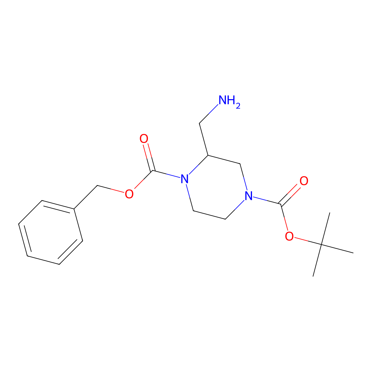 (S)-1-Benzyl 4-tert-butyl 2-(aminomethyl)piperazine-1,4-dicarboxylate molecular structure, CAS 1932167-34-4