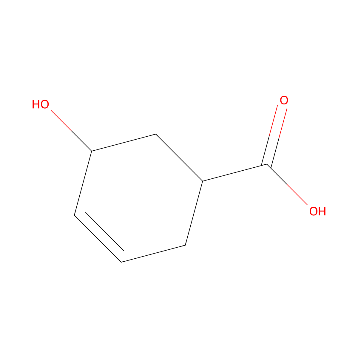 (1R,5R)-5-hydroxycyclohex-3-ene-1-carboxylic acid molecular structure, CAS 1932168-86-9