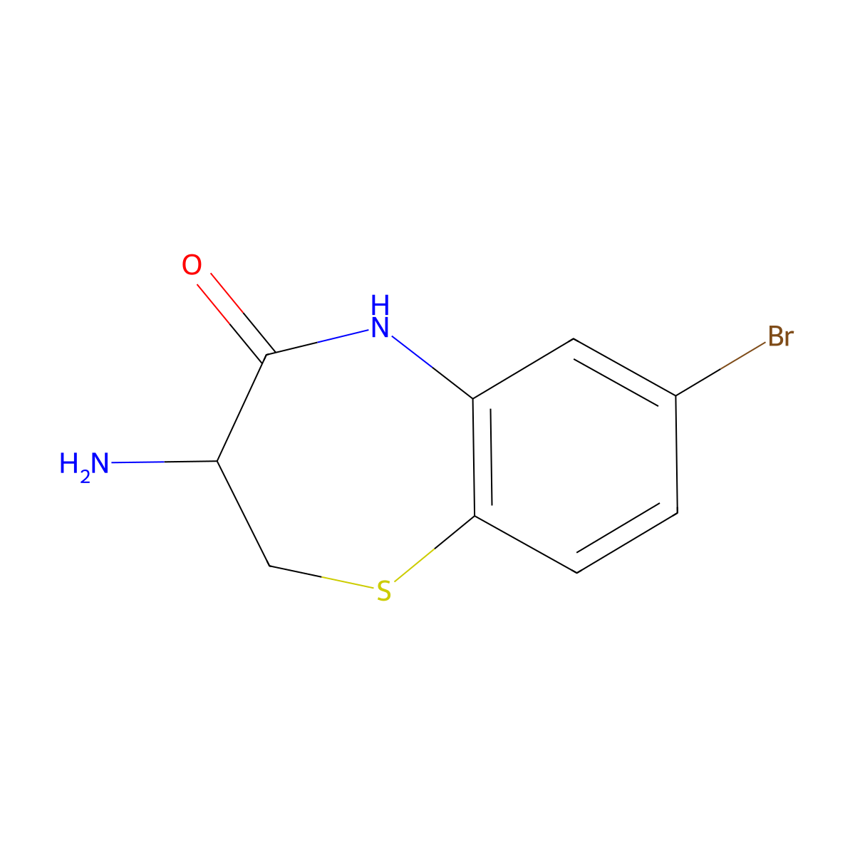(3R)-3-amino-7-bromo-2,3,4,5-tetrahydro-1,5-benzothiazepin-4-one molecular structure, CAS 1932176-92-5