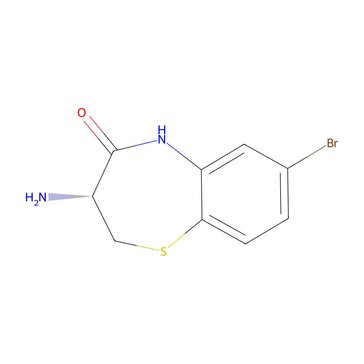 (3R)-3-amino-7-bromo-2,3,4,5-tetrahydro-1,5-benzothiazepin-4-one molecular structure, CAS 1932176-92-5
