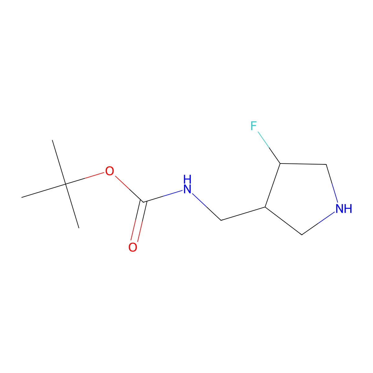 tert-butyl N-{[(3R,4S)-4-fluoropyrrolidin-3-yl]methyl}carbamate molecular structure, CAS 1932183-92-0