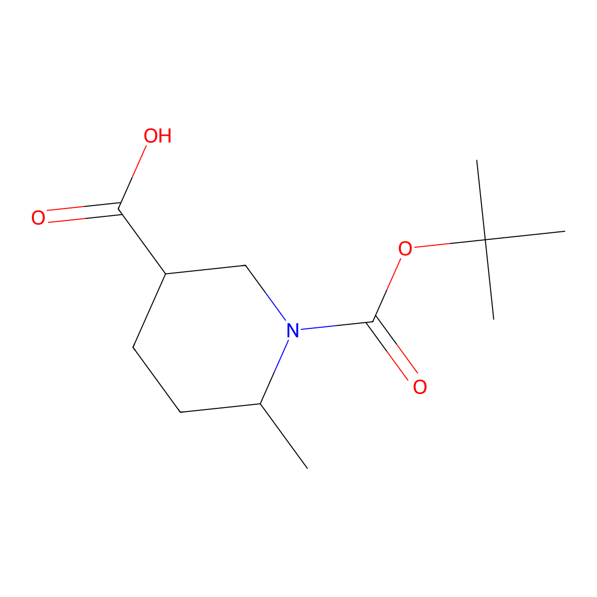 cis-6-Methyl-piperidine-1,3-dicarboxylic acid 1-tert-butyl ester molecular structure, CAS 1932189-29-1