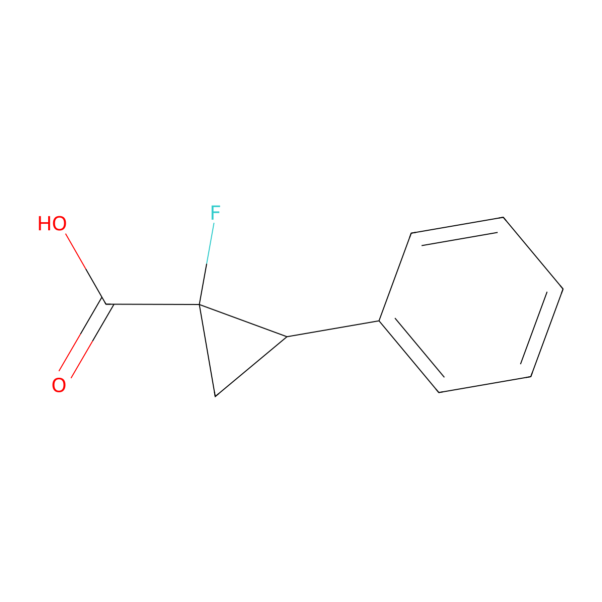 (1R,2R)-1-fluoro-2-phenylcyclopropane-1-carboxylic acid molecular structure, CAS 1932192-07-8